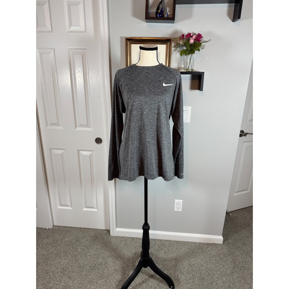 Nike Swim Dri-FIT Long Sleeve Shirt Gray Heather UPF 40+ NESSA590 Womens Large